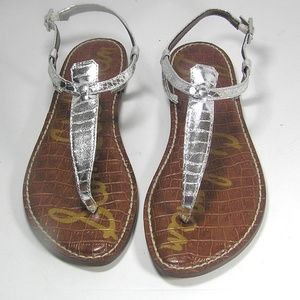 Sam Edelman Gigi Silver Thong Flat Sandals Size 6